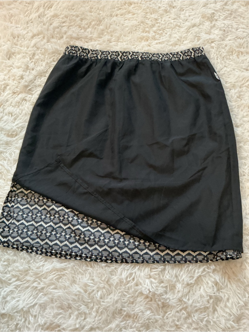 LOFT Black White Geometric Print Mini Skirt Elastic Waist Pull-On Size M NWT - Picture 14 of 14